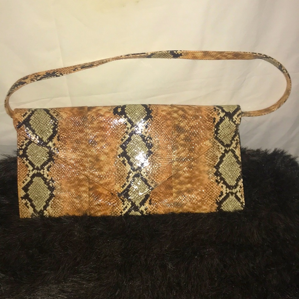 Large Snake Print, Vintage Clutch Handbag